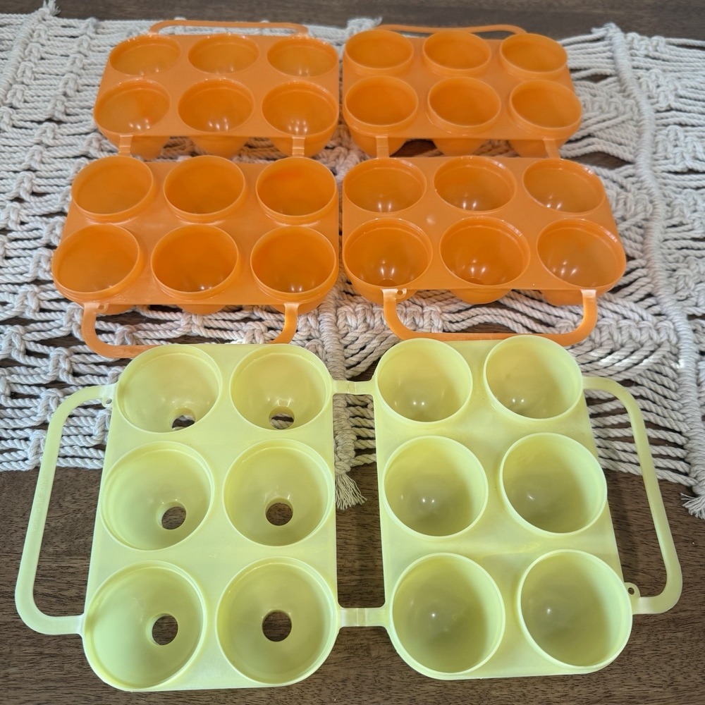 JELL-O Jiggler Smooth Egg Molds Lot Of 3 Orange Yellow Easter Kids Dessert